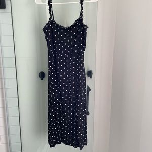 Polka dot mini dress with slit